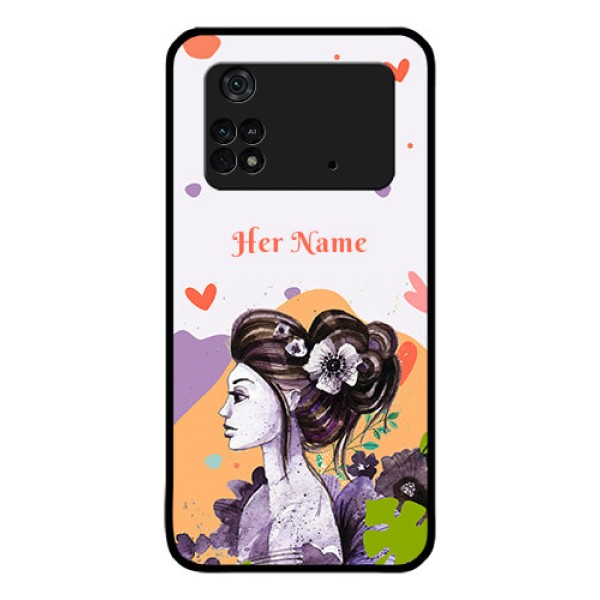 Poco M4 Pro 4G Personalized Glass Phone Case - Woman And Nature Design