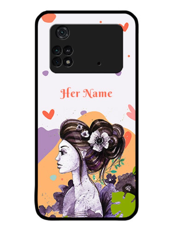 Custom Poco M4 Pro 4G Personalized Glass Phone Case - Woman And Nature Design