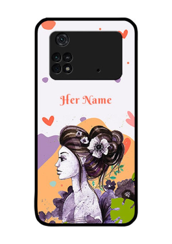 Poco M4 Pro 4G Personalized Glass Phone Case - Woman And Nature Design