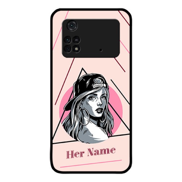 Poco M4 Pro 4G Personalized Glass Phone Case - Rockstar Girl Design