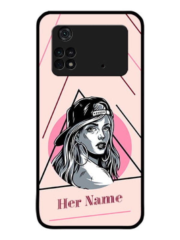 Custom Poco M4 Pro 4G Personalized Glass Phone Case - Rockstar Girl Design