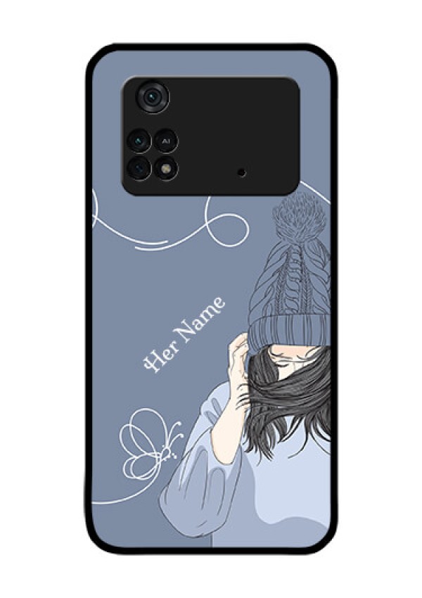 Poco M4 Pro 4G Custom Glass Mobile Case - Girl in winter outfit Design