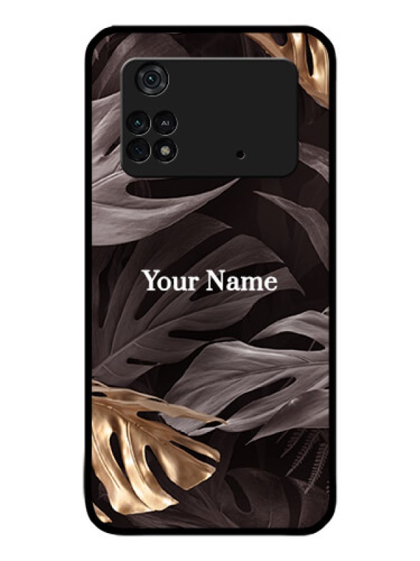 Custom Poco M4 Pro 4G Personalised Glass Phone Case - Wild Leaves digital paint Design