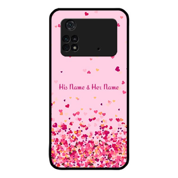 Poco M4 Pro 4G Photo Printing on Glass Case - Floating Hearts Design