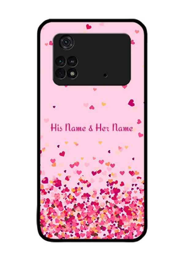 Poco M4 Pro 4G Photo Printing on Glass Case - Floating Hearts Design