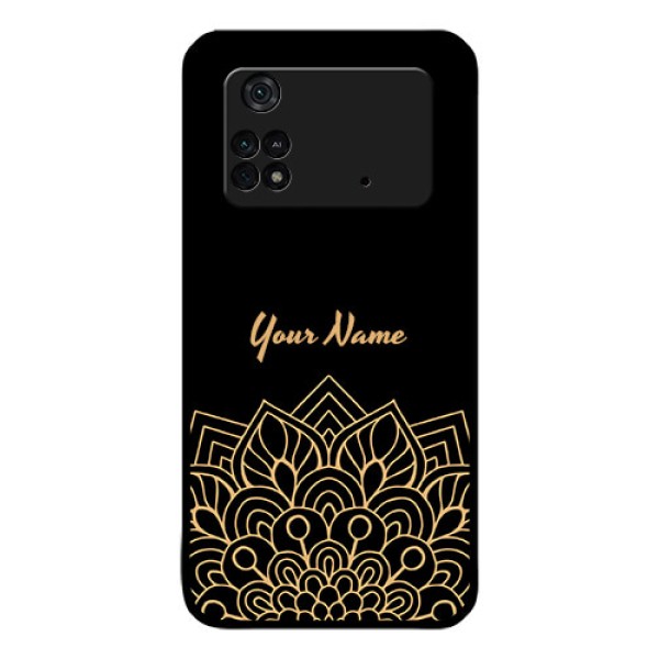 Poco M4 Pro 4G Custom Glass Phone Case - Golden mandala Design