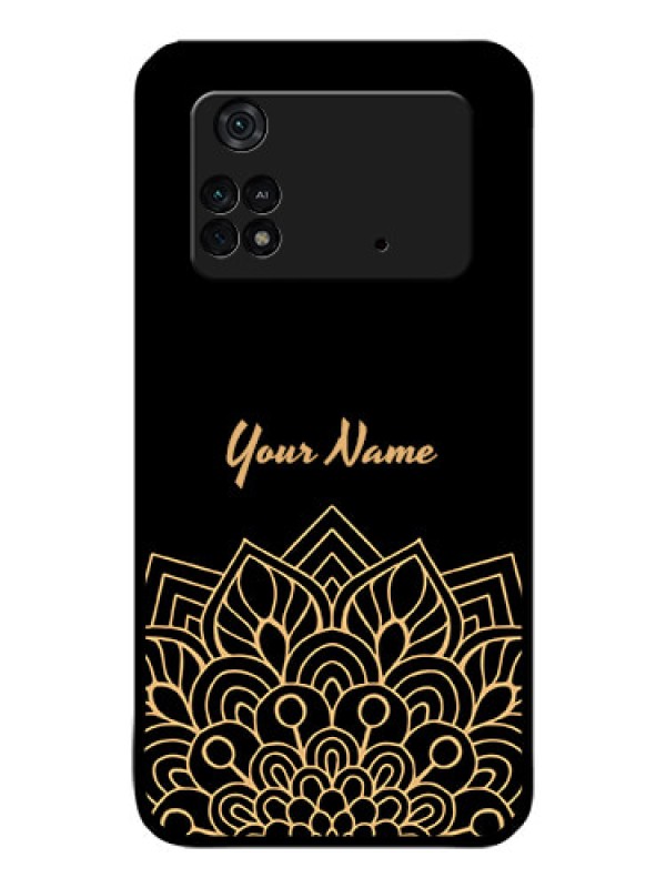 Custom Poco M4 Pro 4G Custom Glass Phone Case - Golden mandala Design