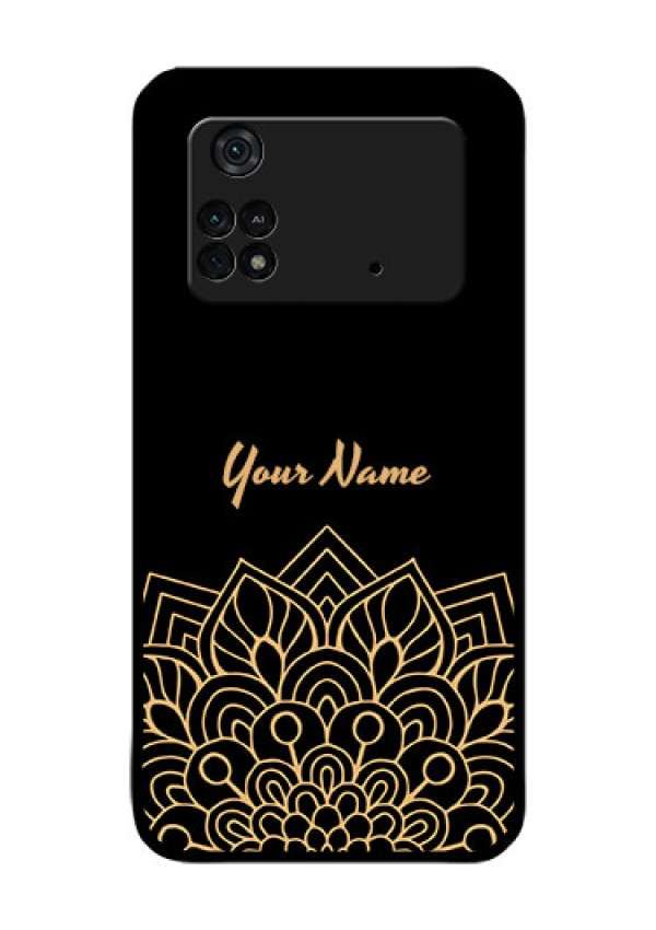 Poco M4 Pro 4G Custom Glass Phone Case - Golden mandala Design