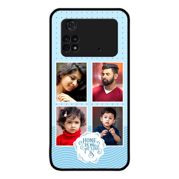 Poco M4 Pro 4G Custom Glass Phone Case - Cute love quote with 4 pic upload Design Poco M4 Pro 4G Custom Glass Phone Case - Cute love quote with 4 pic upload Design