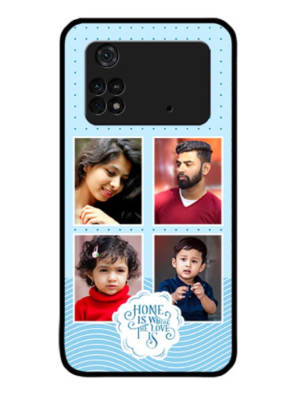 Custom Poco M4 Pro 4G Custom Glass Phone Case - Cute love quote with 4 pic upload Design
