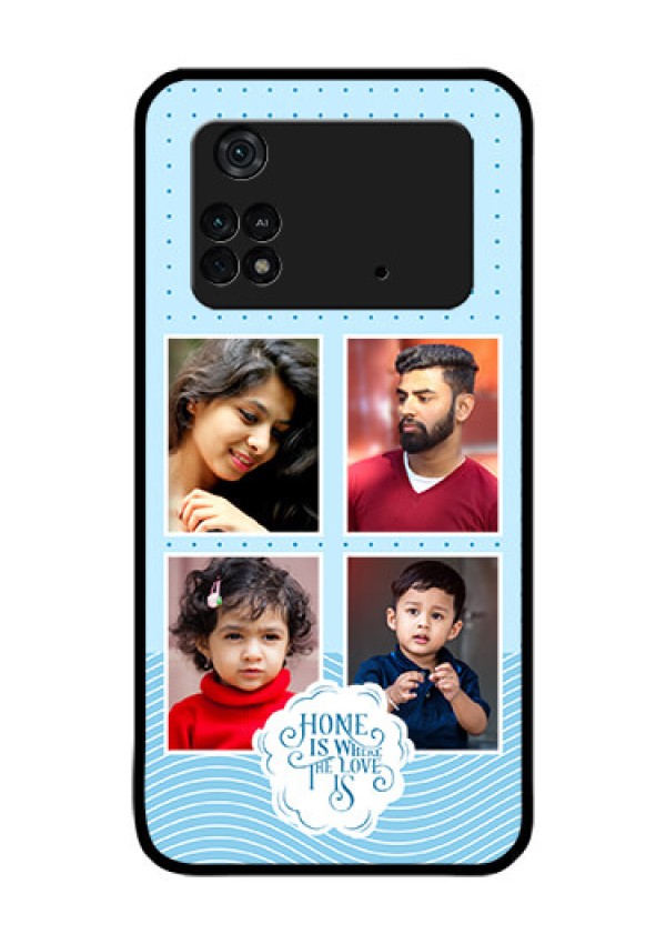 Poco M4 Pro 4G Custom Glass Phone Case - Cute love quote with 4 pic upload Design