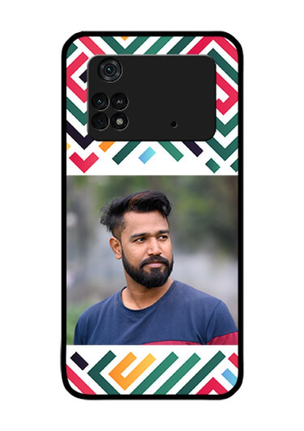 Poco M4 Pro 4G Personalized Glass Phone Case - Colorful Maze Pattern Design