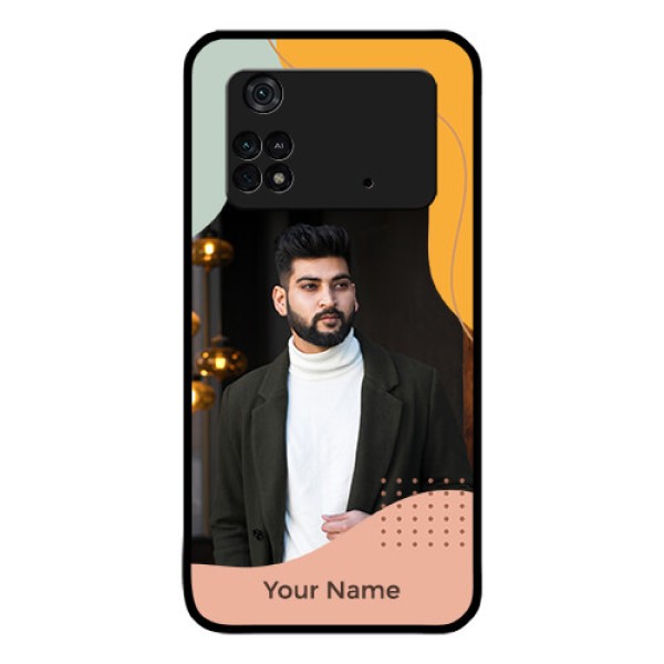 Poco M4 Pro 4G Personalized Glass Phone Case - Tri-coloured overlay design Poco M4 Pro 4G Personalized Glass Phone Case - Tri-coloured overlay design