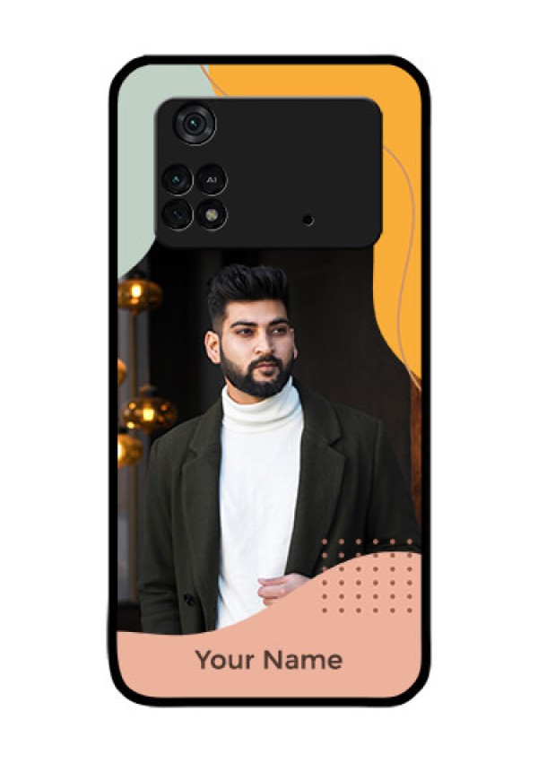 Poco M4 Pro 4G Personalized Glass Phone Case - Tri-coloured overlay design