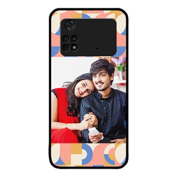Poco M4 Pro 4G Photo Printing on Glass Case - Semi-circle Maze Pattern Design Poco M4 Pro 4G Photo Printing on Glass Case - Semi-circle Maze Pattern Design