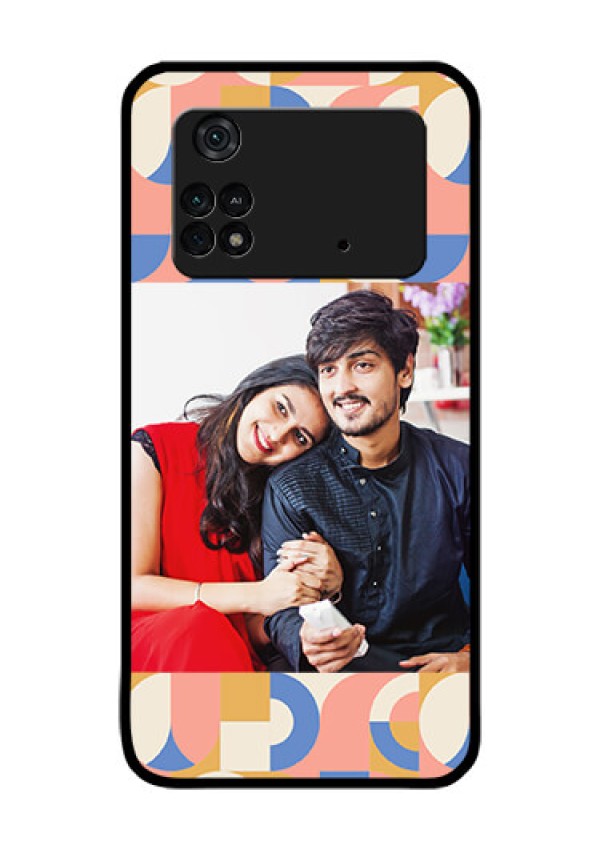 Poco M4 Pro 4G Photo Printing on Glass Case - Semi-circle Maze Pattern Design