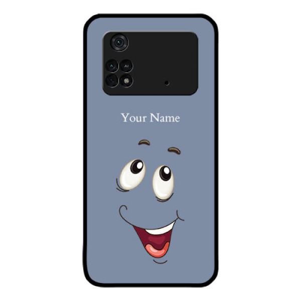 Poco M4 Pro 4G Photo Printing on Glass Case - Laughing Cartoon Face Design