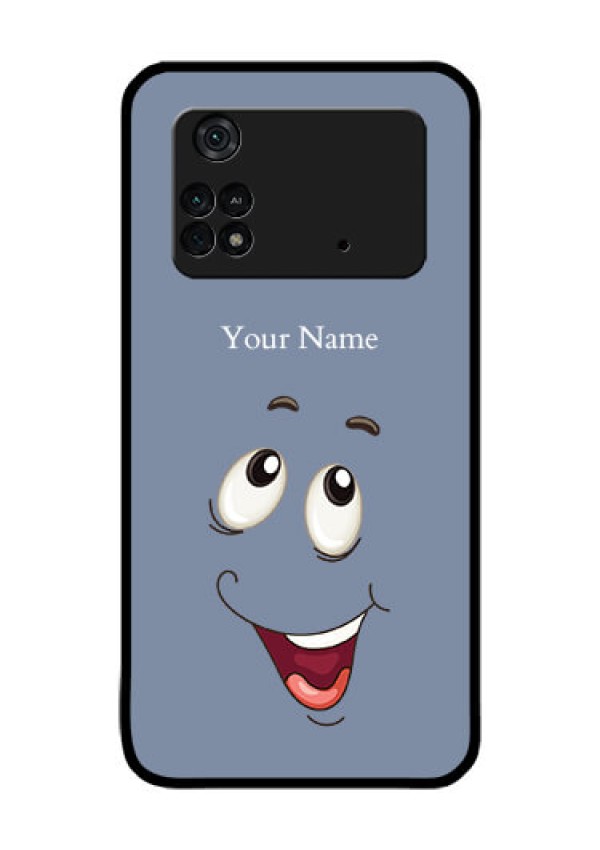 Poco M4 Pro 4G Photo Printing on Glass Case - Laughing Cartoon Face Design