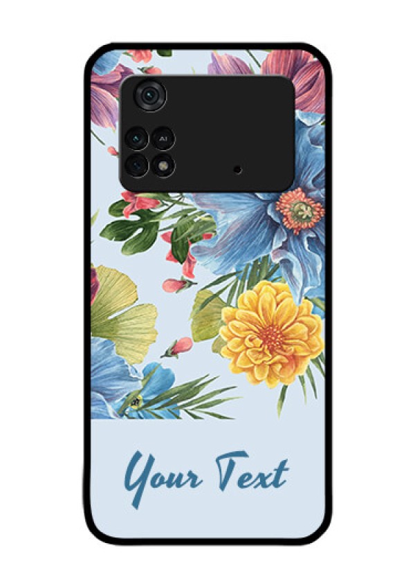 Poco M4 Pro 4G Custom Glass Mobile Case - Stunning Watercolored Flowers Painting Design