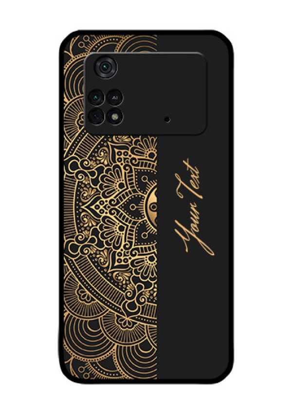 Poco M4 Pro 4G Photo Printing on Glass Case - Mandala art with custom text Design
