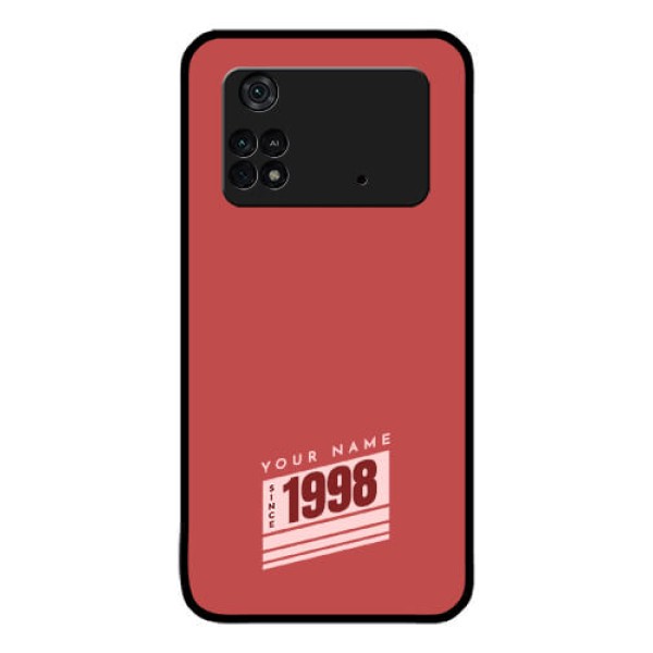 Poco M4 Pro 4G Custom Glass Phone Case - Red custom year of birth Design Poco M4 Pro 4G Custom Glass Phone Case - Red custom year of birth Design