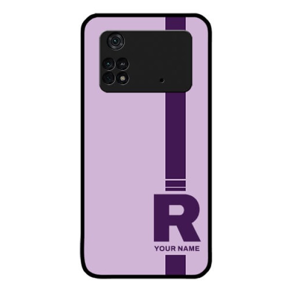Poco M4 Pro 4G Photo Printing on Glass Case - Simple dual tone stripe with name Design