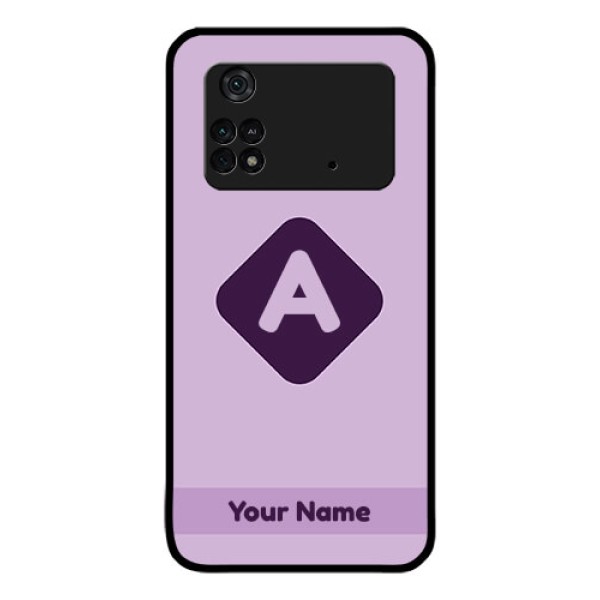 Poco M4 Pro 4G Custom Glass Mobile Case - Custom Letter in curved badge Design