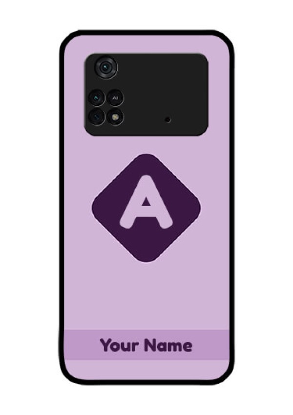 Poco M4 Pro 4G Custom Glass Mobile Case - Custom Letter in curved badge Design