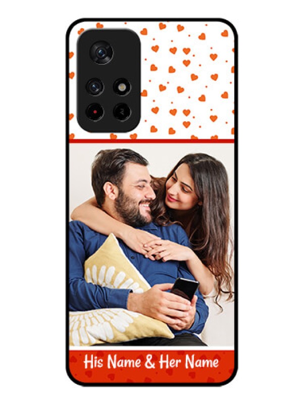 Custom Poco M4 Pro 5G Custom Glass Phone Case - Orange Love Symbol Design