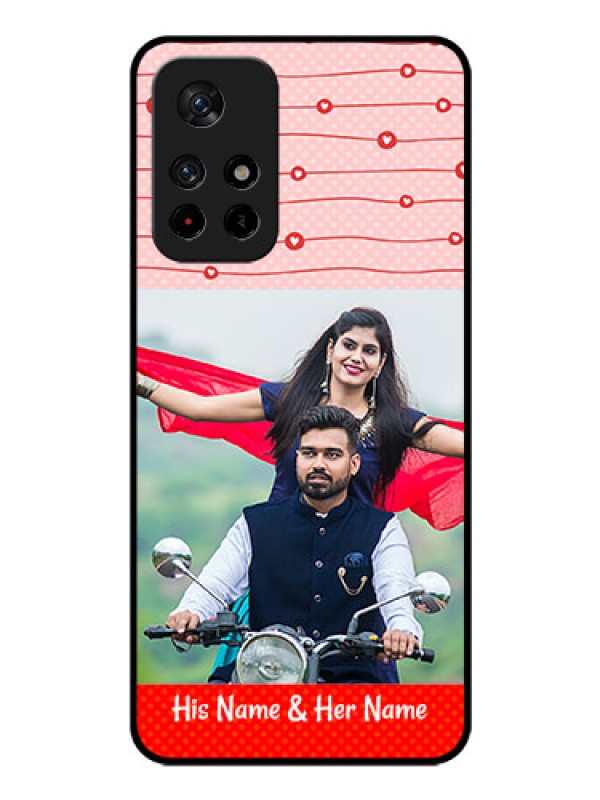 Custom Poco M4 Pro 5G Personalized Glass Phone Case - Red Pattern Case Design