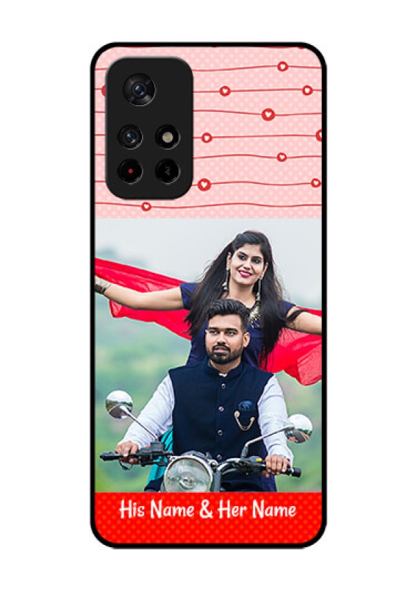 Poco M4 Pro 5G Personalized Glass Phone Case - Red Pattern Case Design