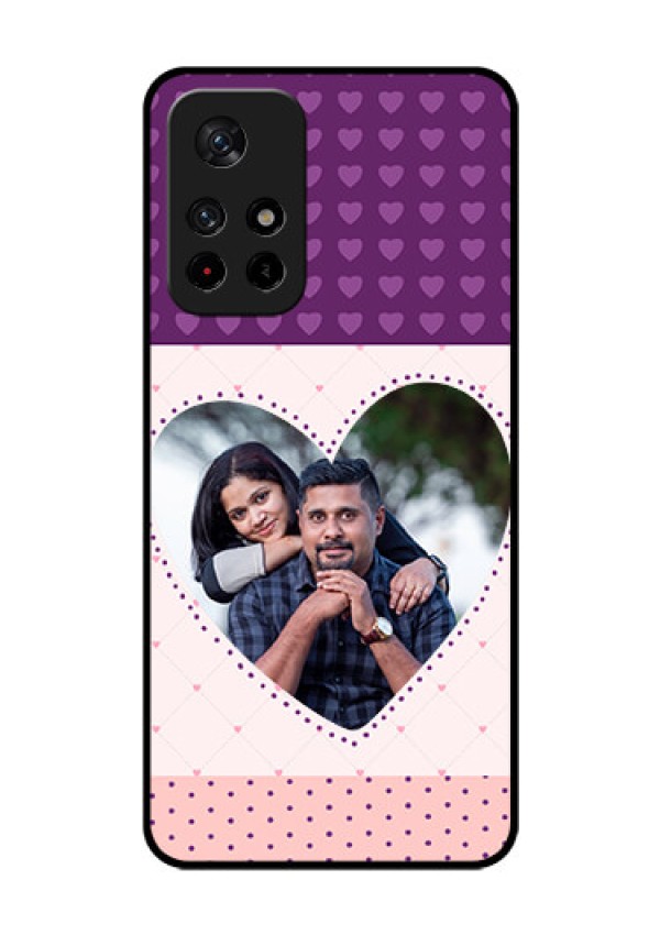 Poco M4 Pro 5G Custom Glass Phone Case - Violet Love Dots Design