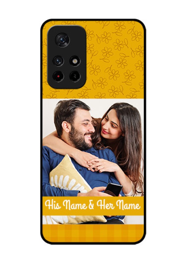 Poco M4 Pro 5G Custom Glass Mobile Case - Yellow Floral Design