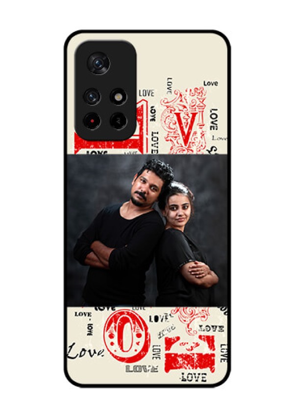 Poco M4 Pro 5G Photo Printing on Glass Case - Trendy Love Design Case
