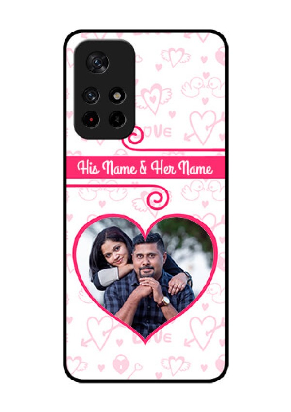 Poco M4 Pro 5G Personalized Glass Phone Case - Heart Shape Love Design