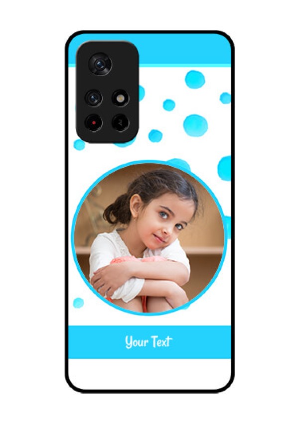 Poco M4 Pro 5G Photo Printing on Glass Case - Blue Bubbles Pattern Design