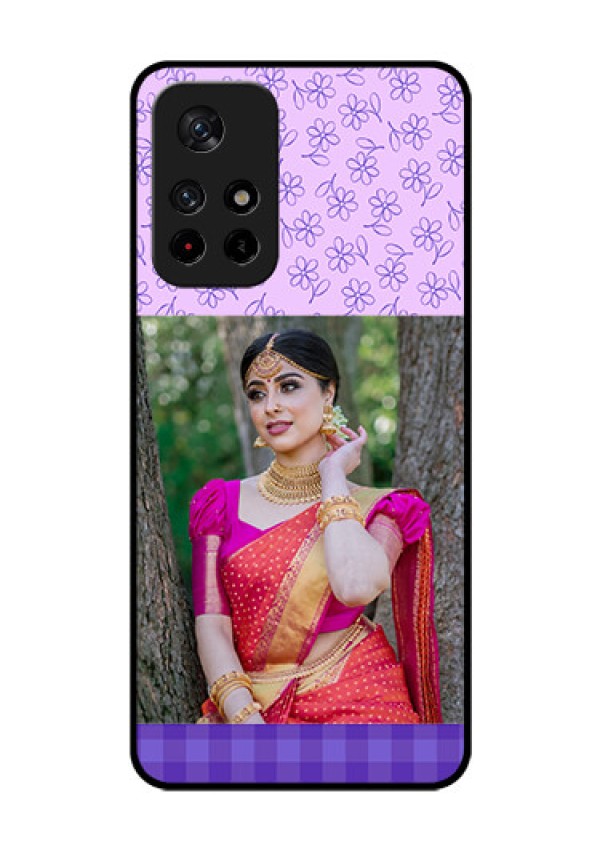 Poco M4 Pro 5G Custom Glass Phone Case - Purple Floral Design