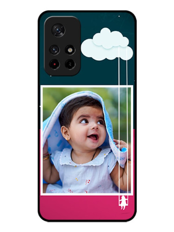 Custom Poco M4 Pro 5G Custom Glass Phone Case - Cute Girl with Cloud Design