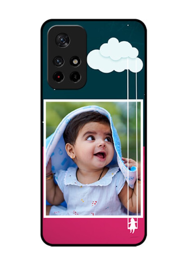 Poco M4 Pro 5G Custom Glass Phone Case - Cute Girl with Cloud Design
