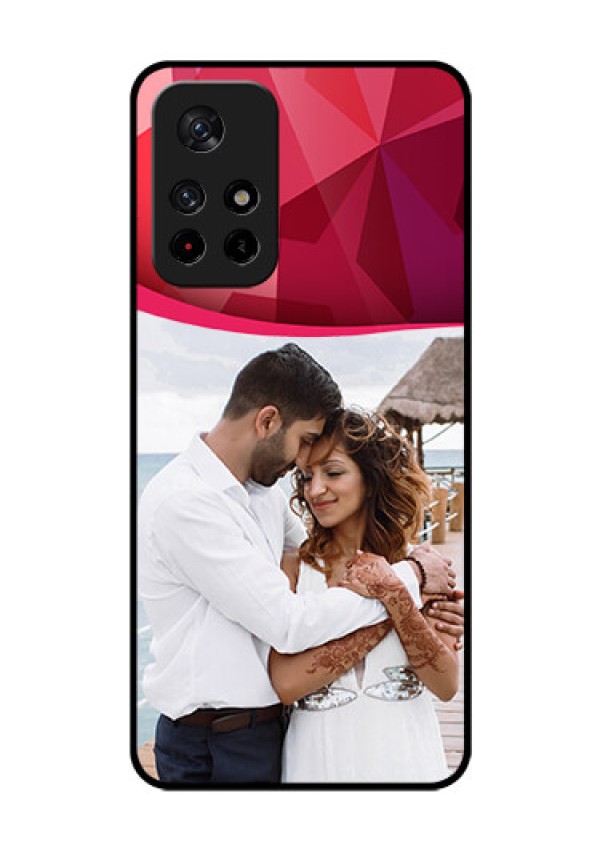 Poco M4 Pro 5G Custom Glass Mobile Case - Red Abstract Design