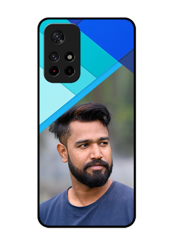 Poco M4 Pro 5G Custom Glass Phone Case - Blue Pattern Design