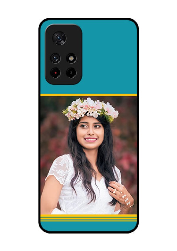 Poco M4 Pro 5G Custom Glass Phone Case - Yellow & Blue Design