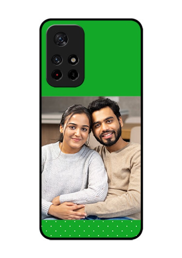 Poco M4 Pro 5G Personalized Glass Phone Case - Green Pattern Design