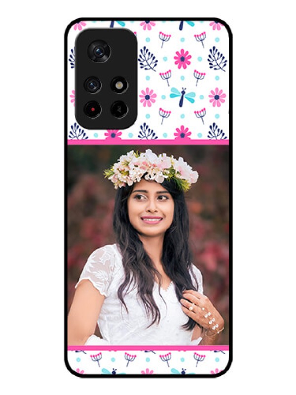 Custom Poco M4 Pro 5G Photo Printing on Glass Case - Colorful Flower Design
