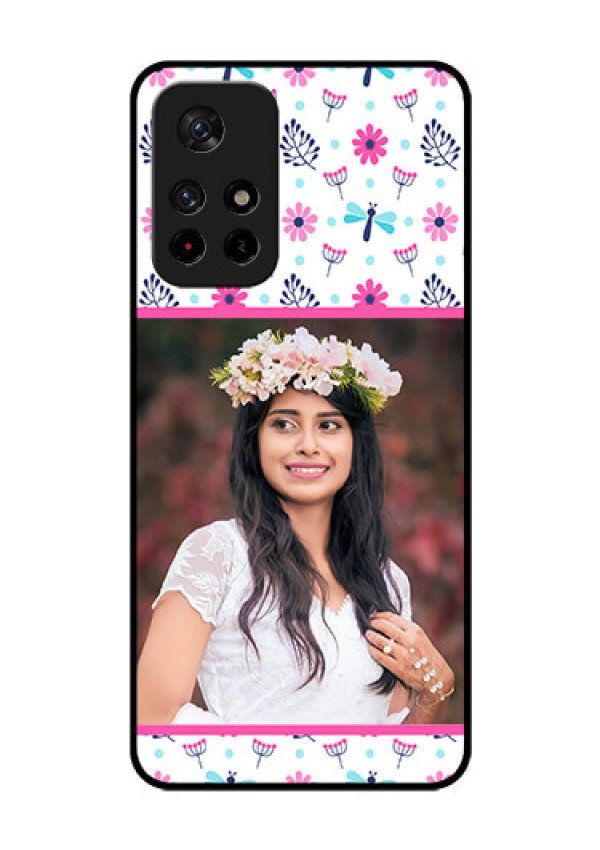 Poco M4 Pro 5G Photo Printing on Glass Case - Colorful Flower Design