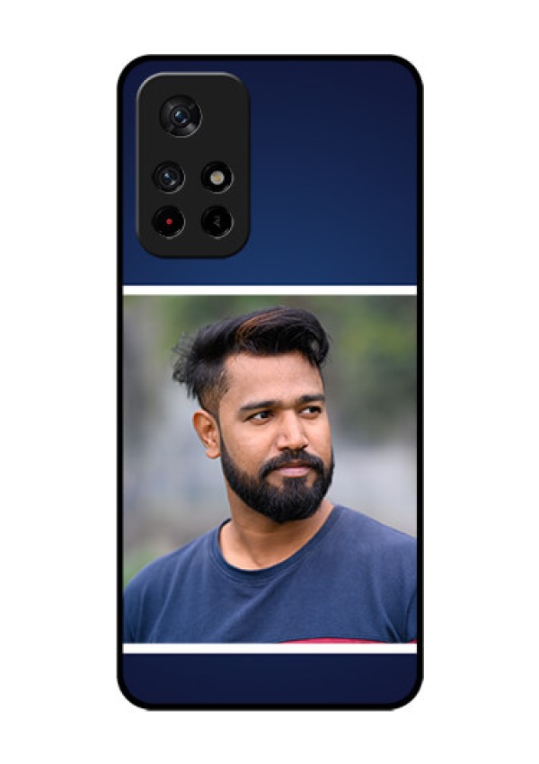 Poco M4 Pro 5G Personalized Glass Phone Case - Simple Royal Blue Design
