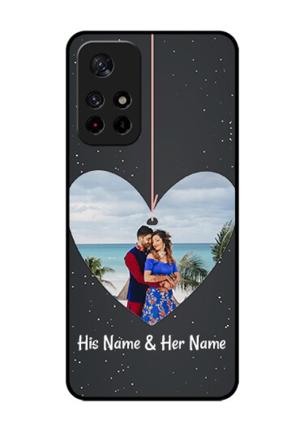 Poco M4 Pro 5G Custom Glass Phone Case - Hanging Heart Design