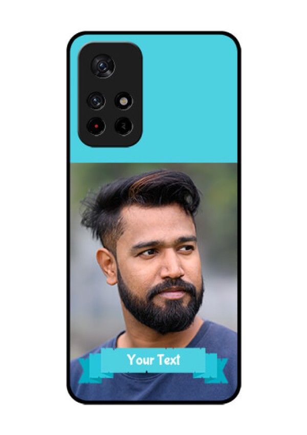 Poco M4 Pro 5G Personalized Glass Phone Case - Simple Blue Color Design