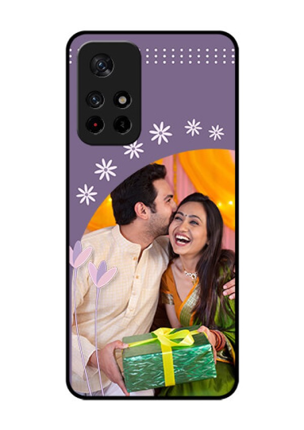 Poco M4 Pro 5G Custom Glass Mobile Case - Lavender flowers design