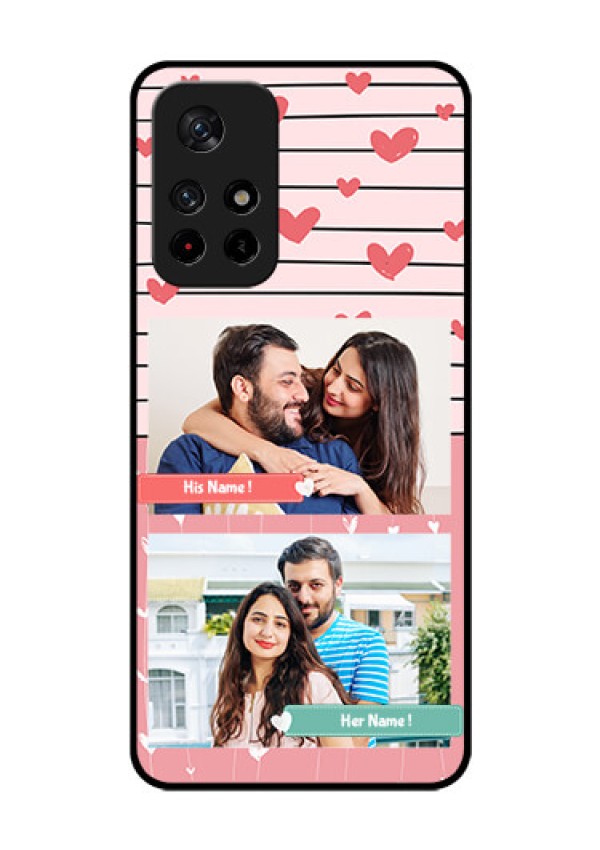 Poco M4 Pro 5G Custom Glass Mobile Case - Photo with Heart Design